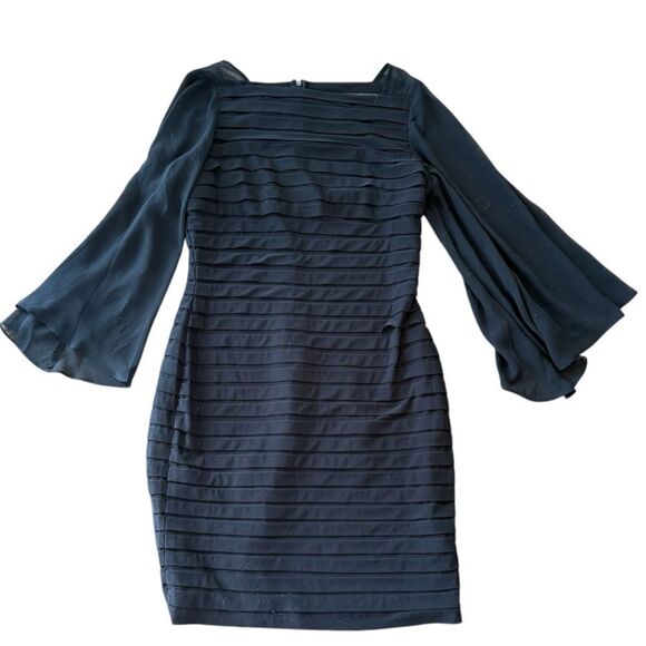Adrianna Papell Dress Bandage Mini Flutter Sleeves Black 10 - Picture 1 of 5